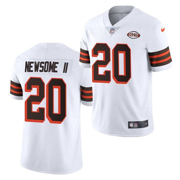 Men's Cleveland Browns #20 Greg Newsome II White 1946 Collection Vapor Stitched Football Jersey
